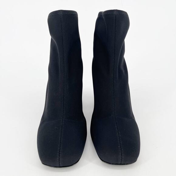 Prada Black Square Toe Logo Block Heel Nylon Ankle Sock Boot Bootie size IT 40 - Picture 7 of 15